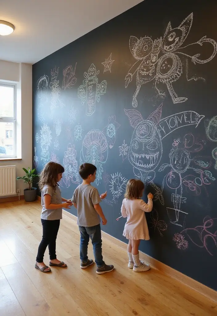 30 Chalk Wall Ideas for Creative and Interactive Decor 17. DIY Mural Wall