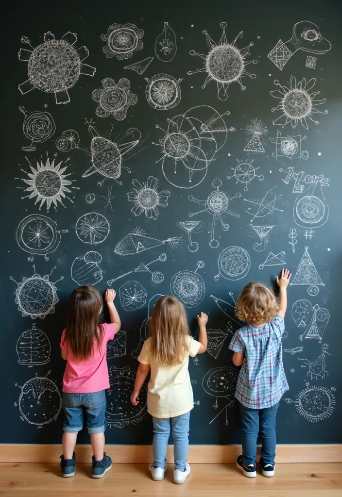 30 Chalk Wall Ideas for Creative and Interactive Decor 18. STEM Exploration Wall
