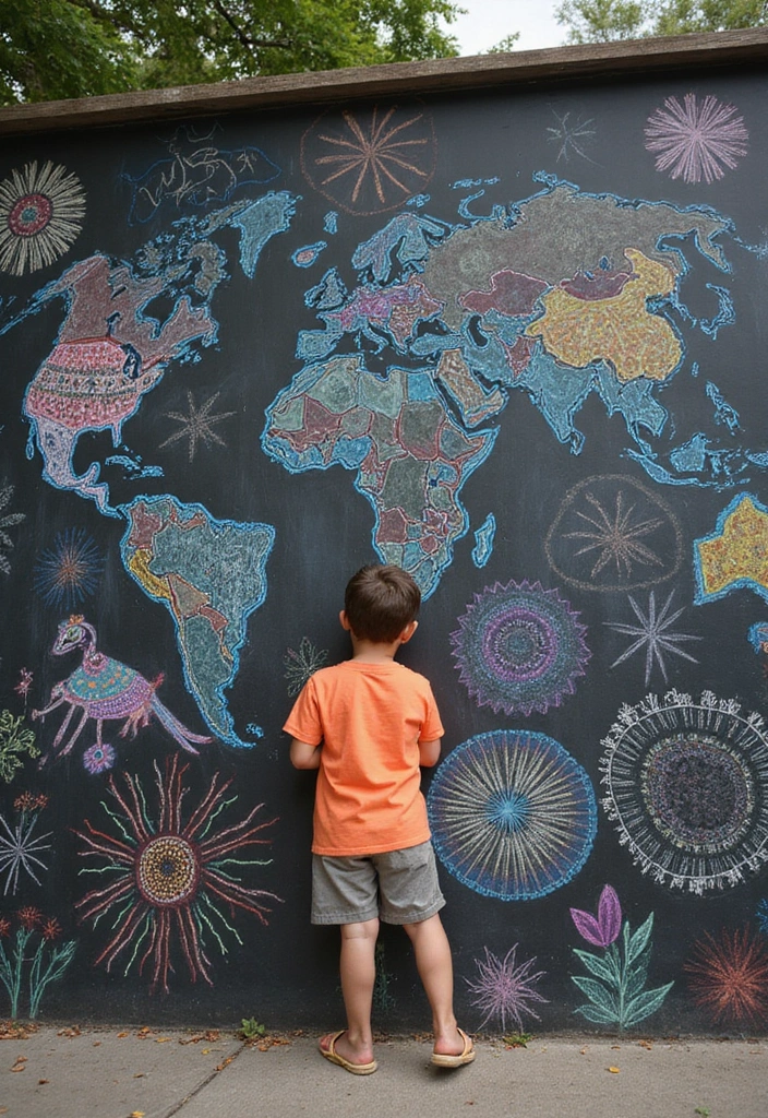30 Chalk Wall Ideas for Creative and Interactive Decor 19. Festival Celebrations Wall