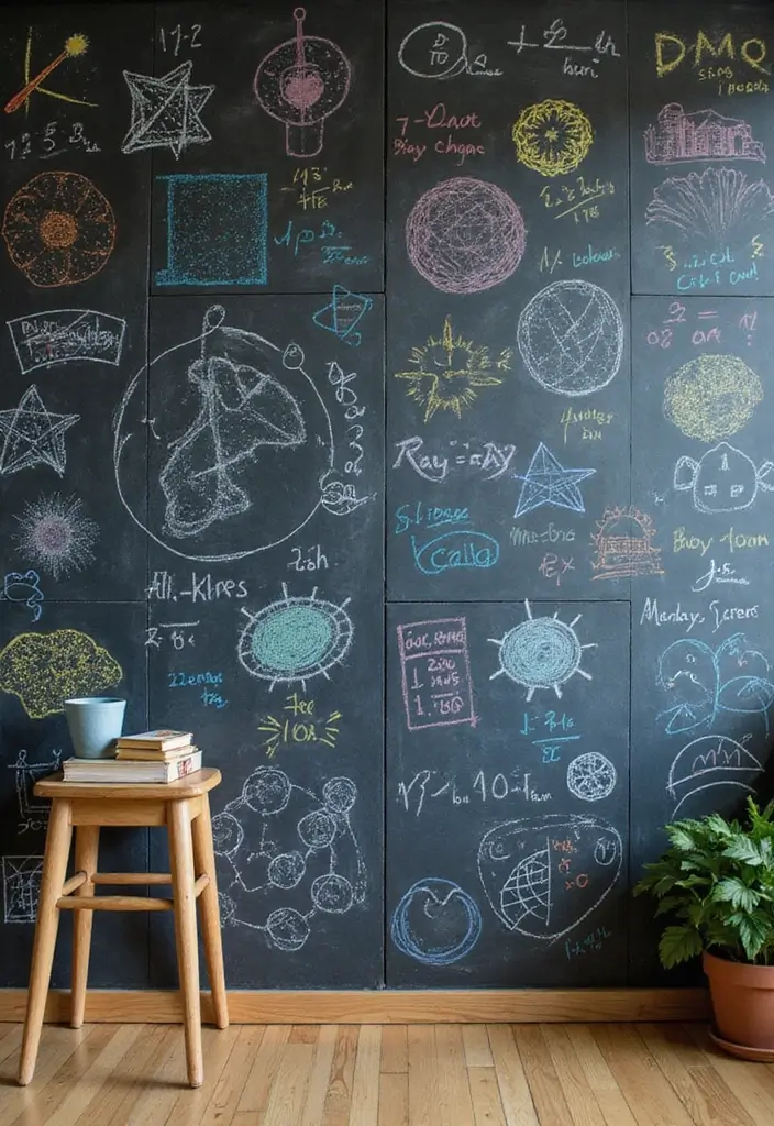 30 Chalk Wall Ideas for Creative and Interactive Decor 2. Interactive Learning Space