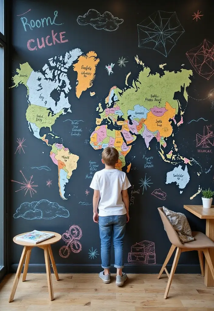 30 Chalk Wall Ideas for Creative and Interactive Decor 22. Adventure and Exploration Wall