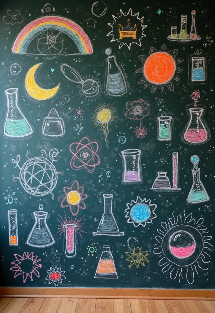 30 Chalk Wall Ideas for Creative and Interactive Decor 23. Science Experiment Wall