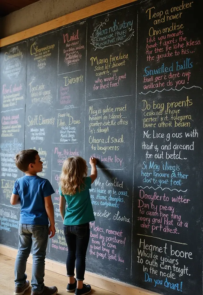 30 Chalk Wall Ideas for Creative and Interactive Decor 25. Creative Writing Wall