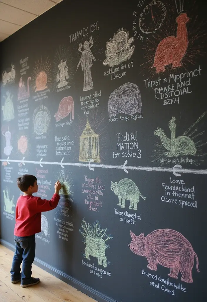 30 Chalk Wall Ideas for Creative and Interactive Decor 27. Historical Events Wall