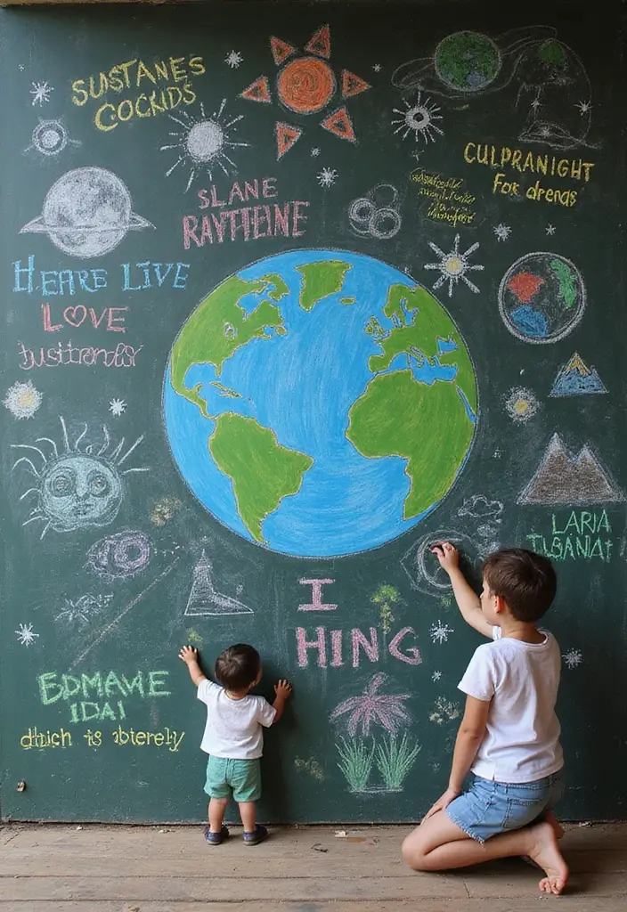 30 Chalk Wall Ideas for Creative and Interactive Decor 28. Eco Friendly Wall
