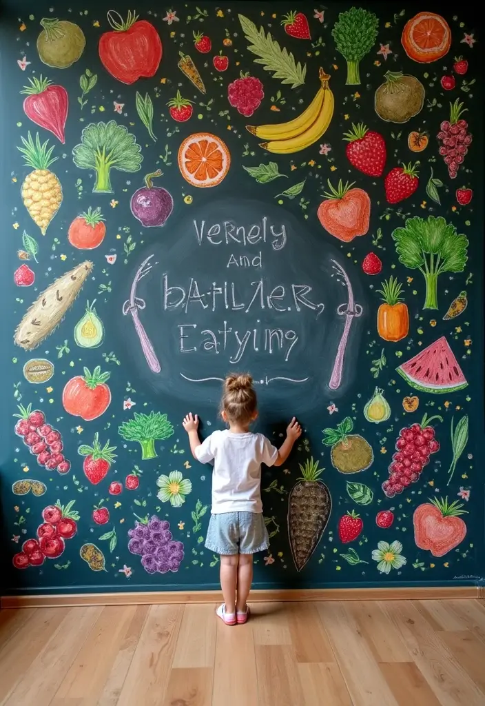 30 Chalk Wall Ideas for Creative and Interactive Decor 29. Health and Nutrition Wall