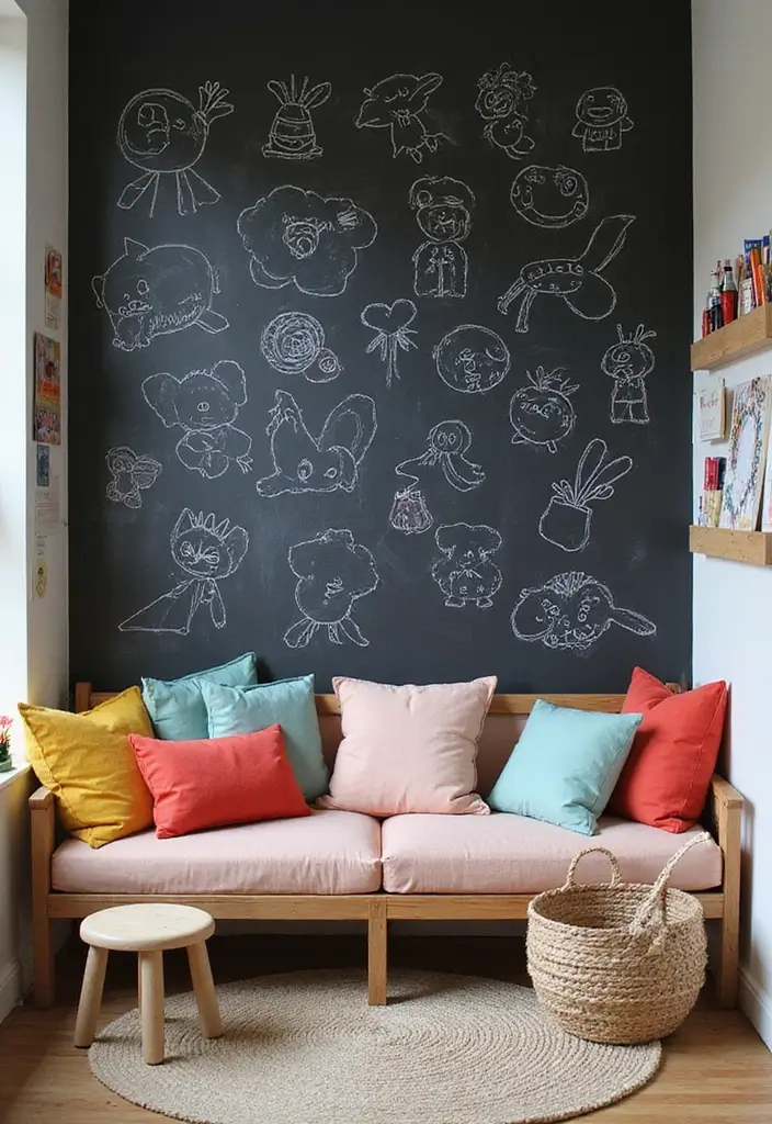 30 Chalk Wall Ideas for Creative and Interactive Decor 3. Dreamy Drawing Corner