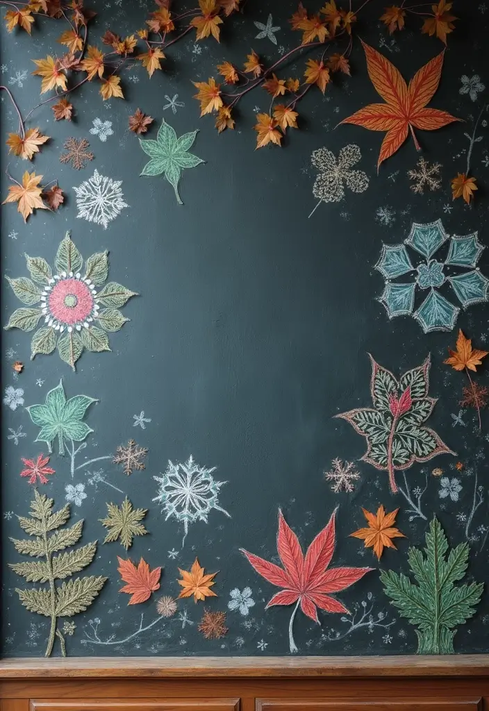 30 Chalk Wall Ideas for Creative and Interactive Decor 5. Seasonal Art Showcase