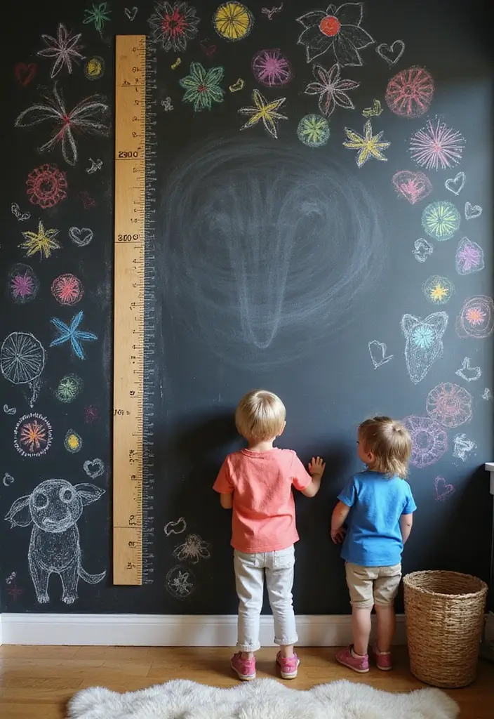 30 Chalk Wall Ideas for Creative and Interactive Decor 6. Growth Chart Wall