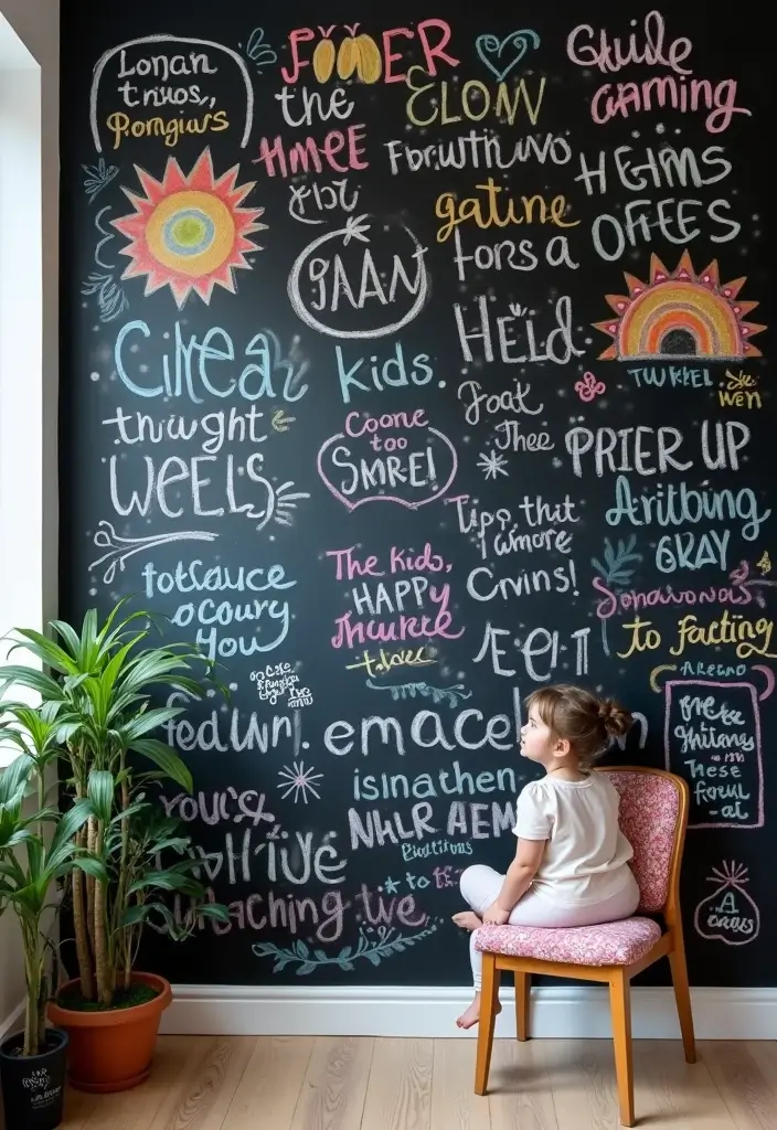 30 Chalk Wall Ideas for Creative and Interactive Decor 8. Mindfulness and Affirmation Wall