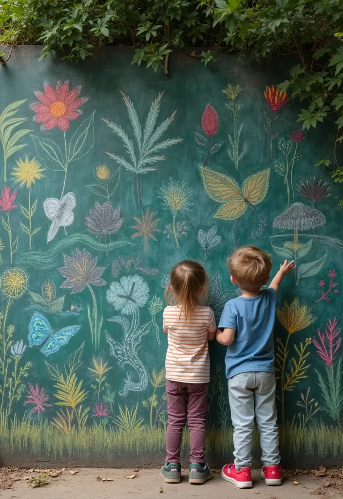 30 Chalk Wall Ideas for Creative and Interactive Decor 9. Nature Exploration Wall