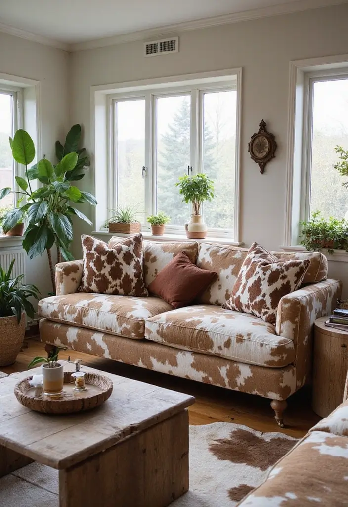 30 Cowhide Wall Ideas for a Bold Western Touch - 30. Unique Cowhide Furniture Design