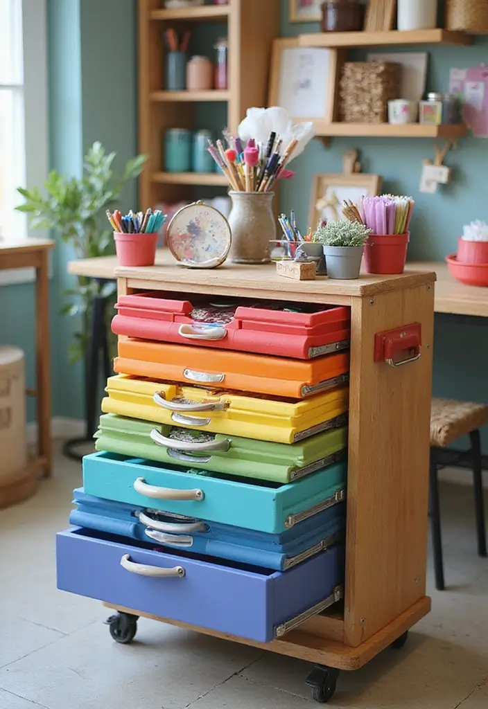 30 Craft Room Storage Ideas to Organize Your Creative Space - 22. Crafting Cart with Drawers