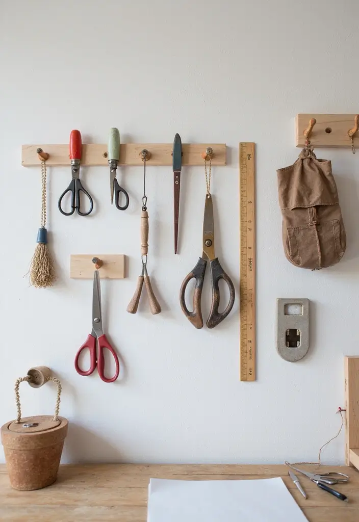 30 Craft Room Storage Ideas to Organize Your Creative Space - 24. Wall-Mounted Hooks for Tools