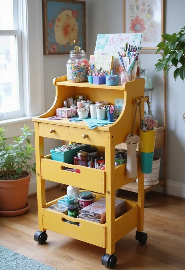 30 Craft Room Storage Ideas to Organize Your Creative Space - 5. Mobile Craft Cart