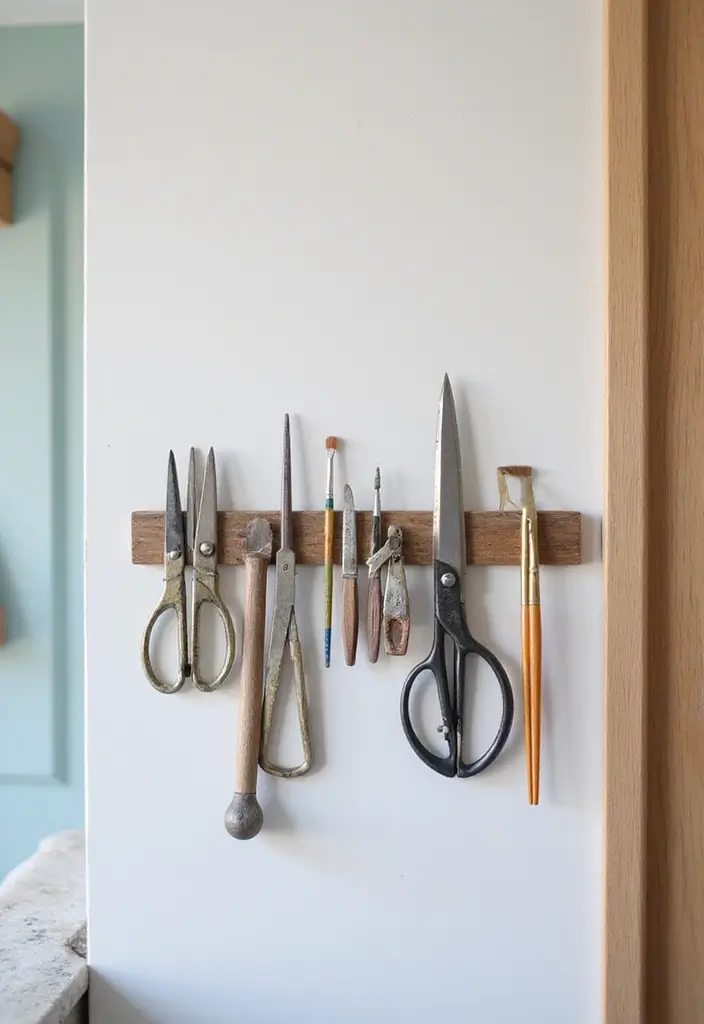 30 Craft Room Storage Ideas to Organize Your Creative Space - 9. Magnetic Strips for Tool Storage