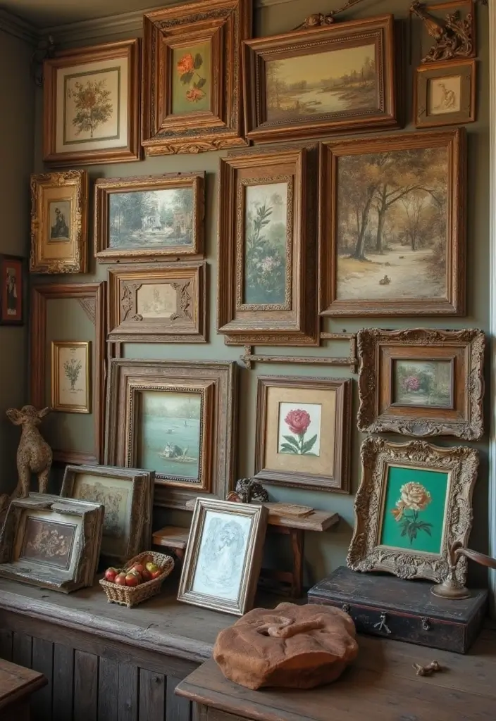 30 Creative Pictures on Wall Ideas for Every Room - 11. Vintage Frame Gallery
