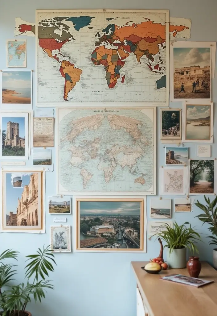 30 Creative Pictures on Wall Ideas for Every Room - 17. Travel Memories on the Wall