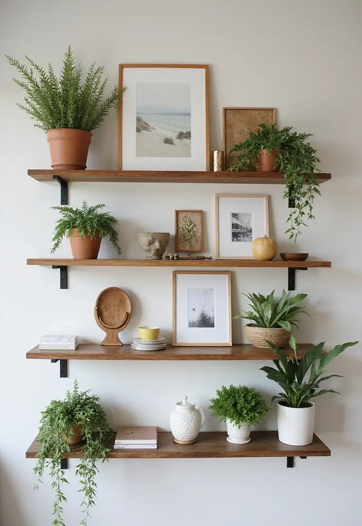 30 Creative Pictures on Wall Ideas for Every Room - 19. Art Shelf Styling