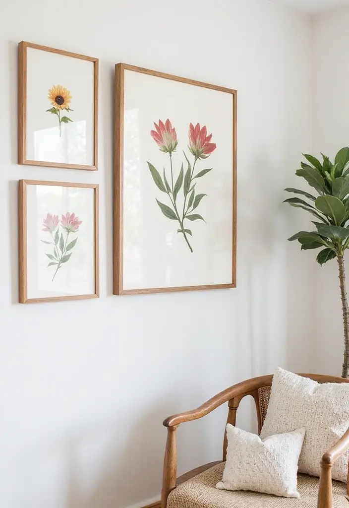 30 Creative Pictures on Wall Ideas for Every Room - 2. Gallery Wall with Botanicals