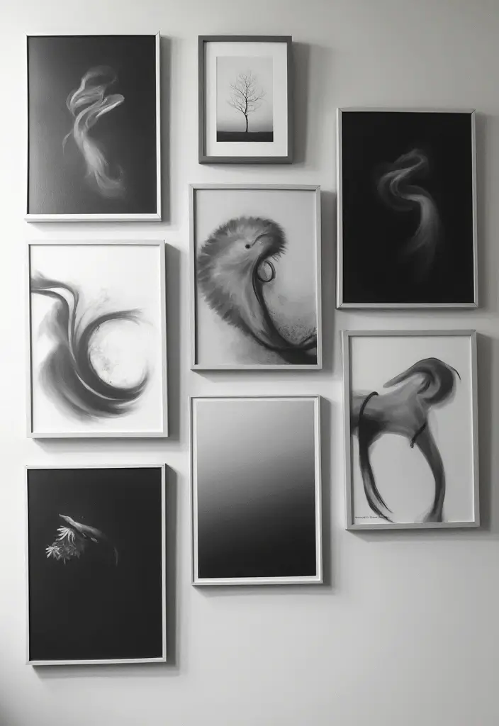 30 Creative Pictures on Wall Ideas for Every Room - 22. Monochrome Magic