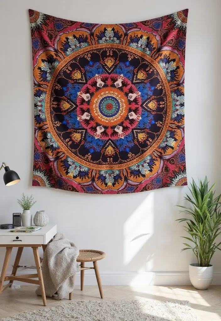 30 Creative Pictures on Wall Ideas for Every Room - 9. Wall Tapestry Art