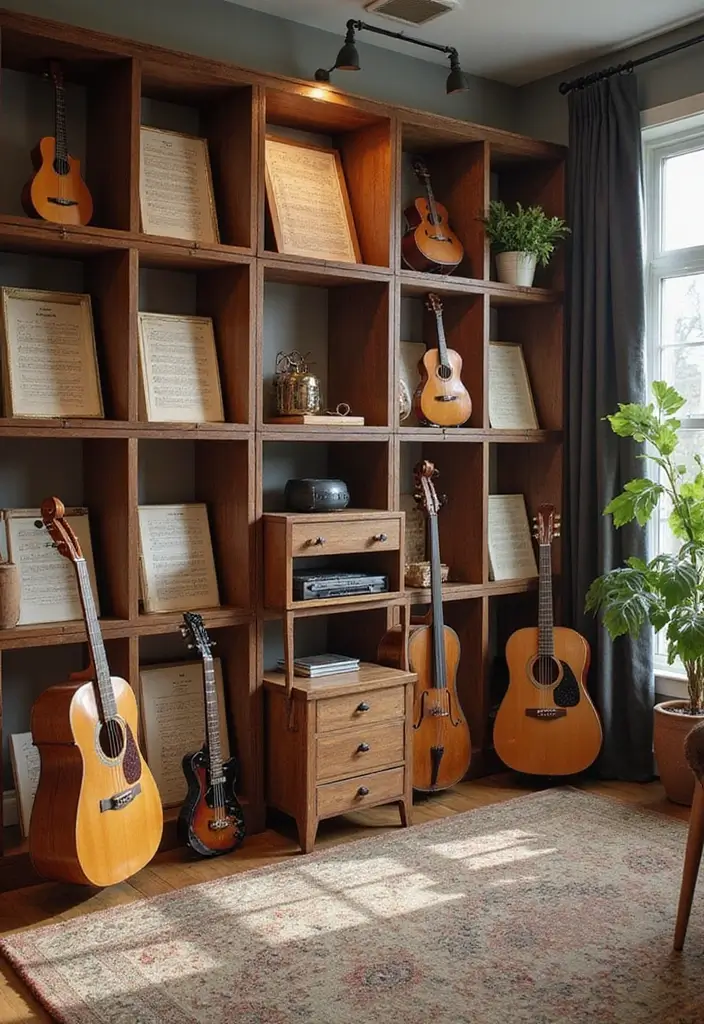 30 Cube Storage Ideas for Every Room and Purpose 19. Music Room Management