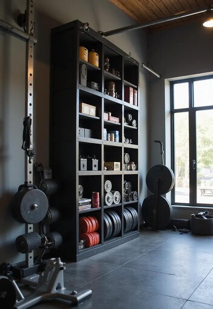 30 Cube Storage Ideas for Every Room and Purpose 20. Home Gym Storage