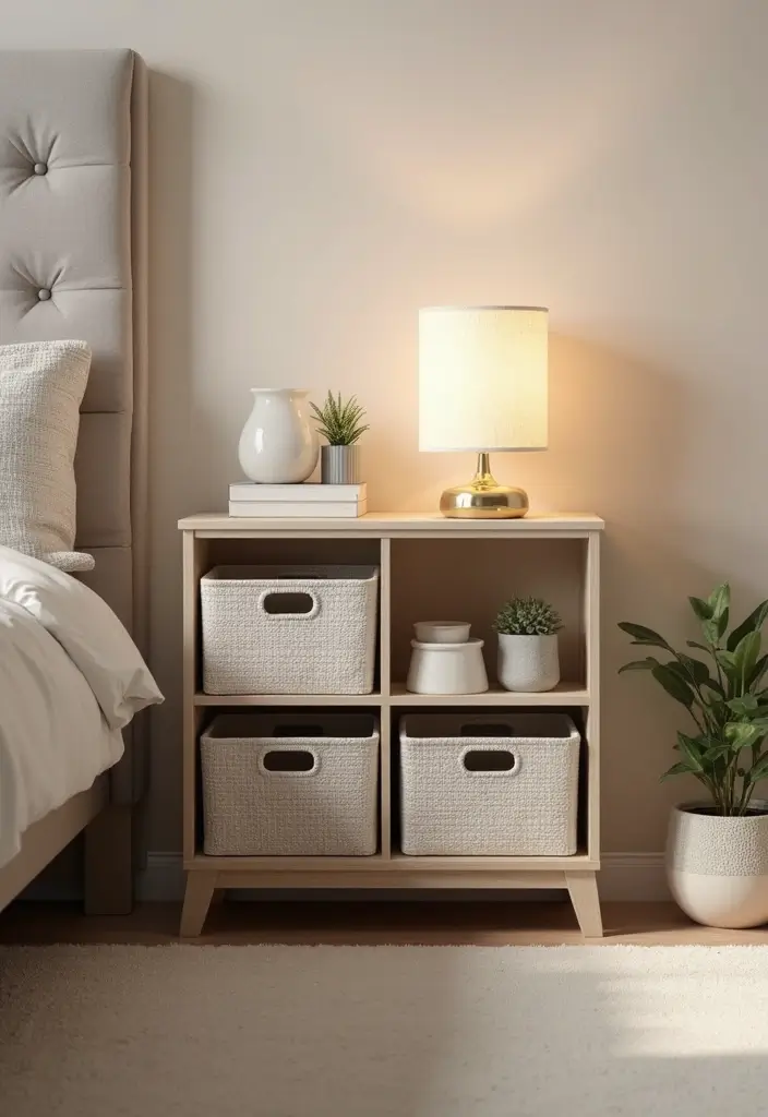30 Cube Storage Ideas for Every Room and Purpose 8. Bedroom Nightstand Cubes