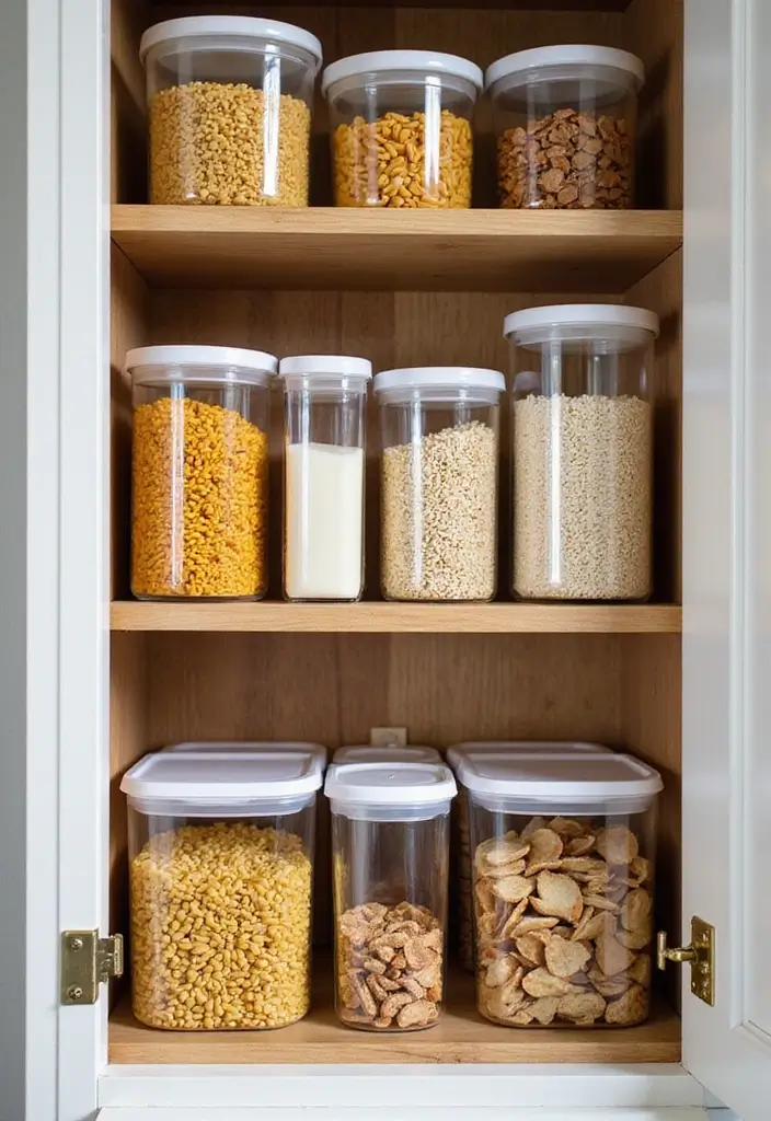 30 Cupboard Storage Ideas to Keep Things Neat and Accessible - 1. Use Clear Containers for Dry Goods