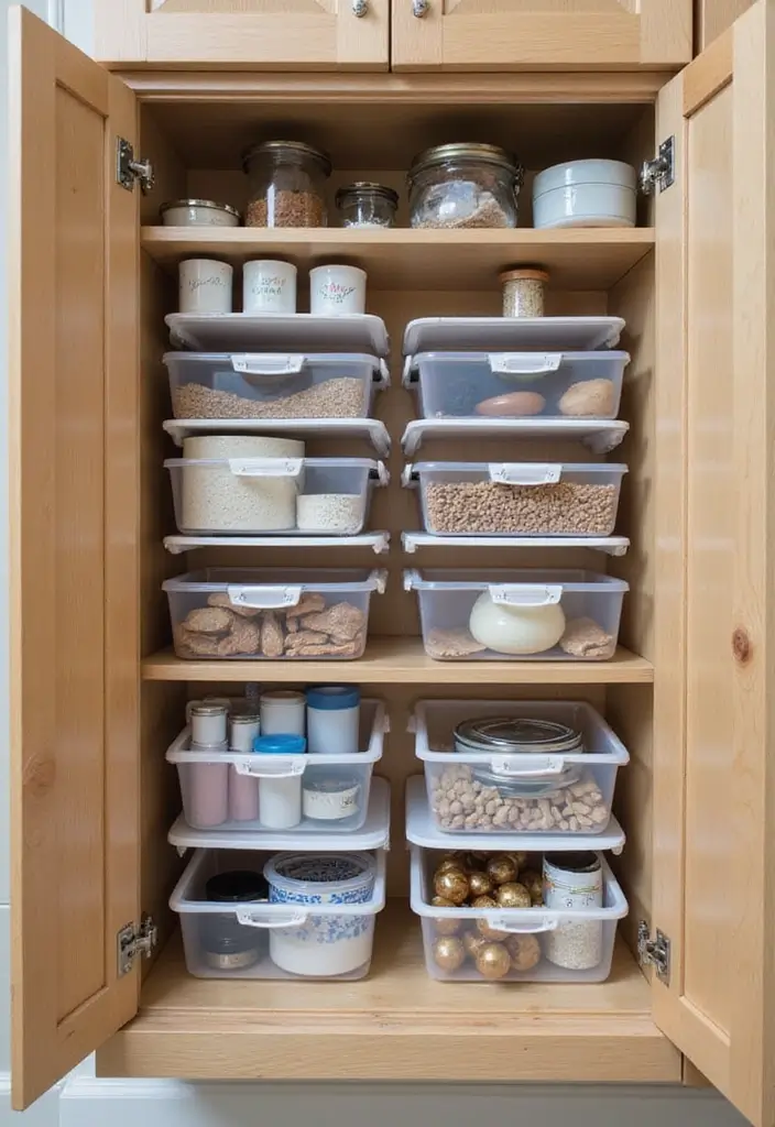 30 Cupboard Storage Ideas to Keep Things Neat and Accessible - 10. Invest in Stackable Bins