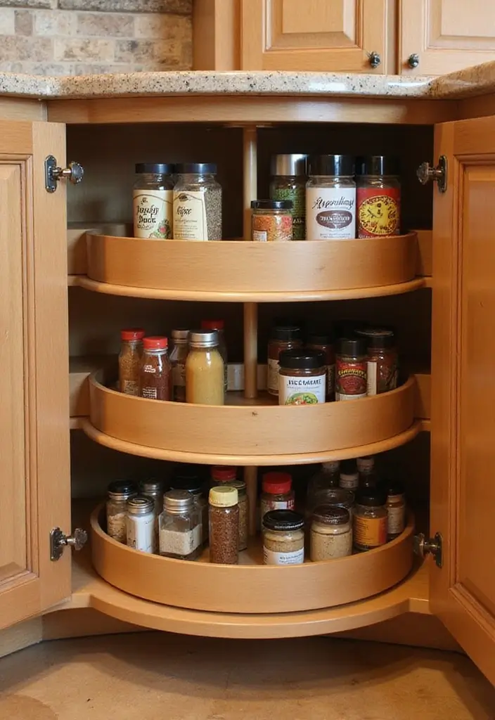30 Cupboard Storage Ideas to Keep Things Neat and Accessible - 23. Implement A Lazy Susan