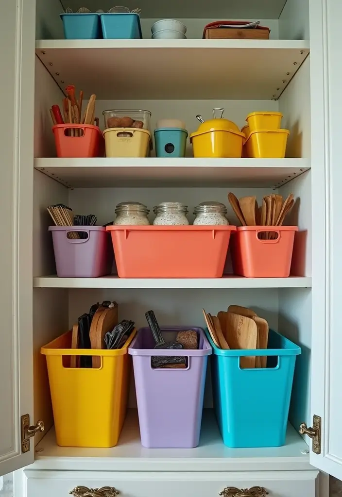 30 Cupboard Storage Ideas to Keep Things Neat and Accessible - 5. Color Code Your Storage