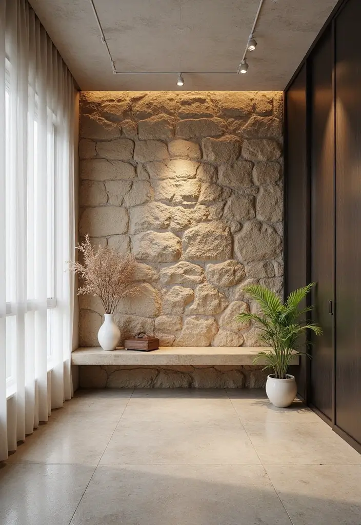 30 DIY Accent Wall Ideas You Can Create on a Budget - 15. Natural Stone Accent Wall