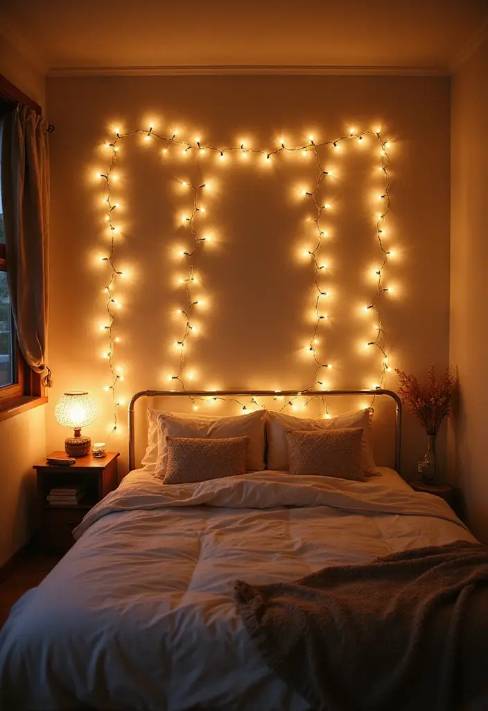 30 DIY Accent Wall Ideas You Can Create on a Budget - 19. Twinkling Fairy Lights Wall