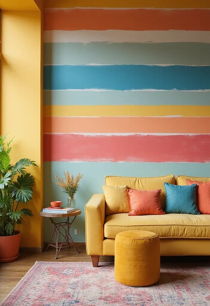 30 DIY Accent Wall Ideas You Can Create on a Budget - 2. Bold Painted Stripes
