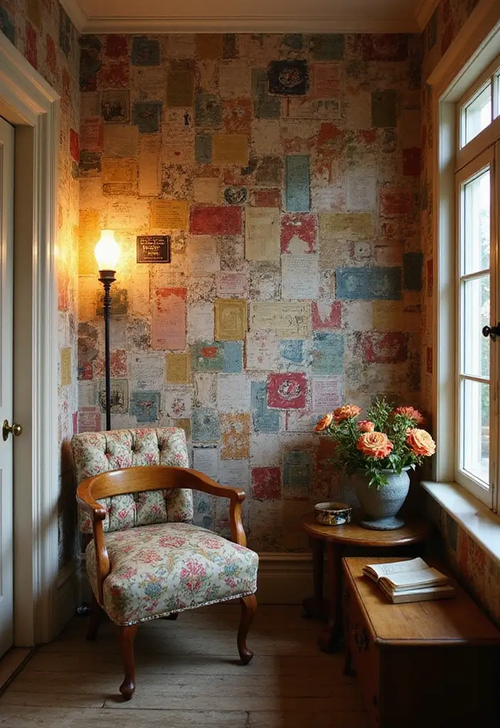30 DIY Accent Wall Ideas You Can Create on a Budget - 3. Recycled Wallpaper Remnants