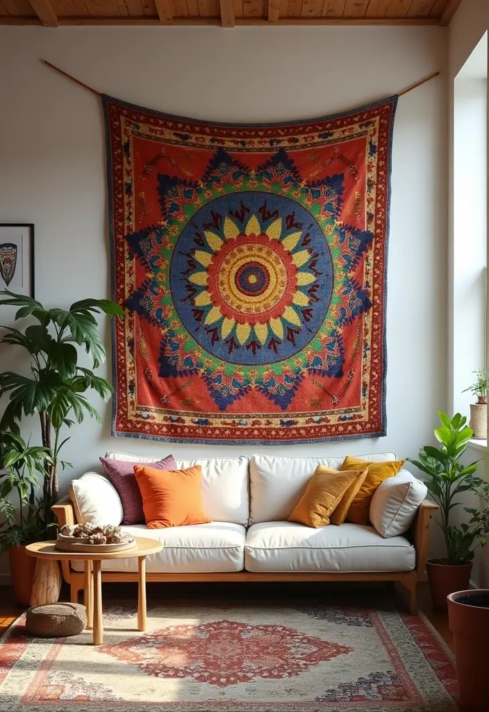 30 DIY Accent Wall Ideas You Can Create on a Budget - 8. Colorful Tapestry Hangings