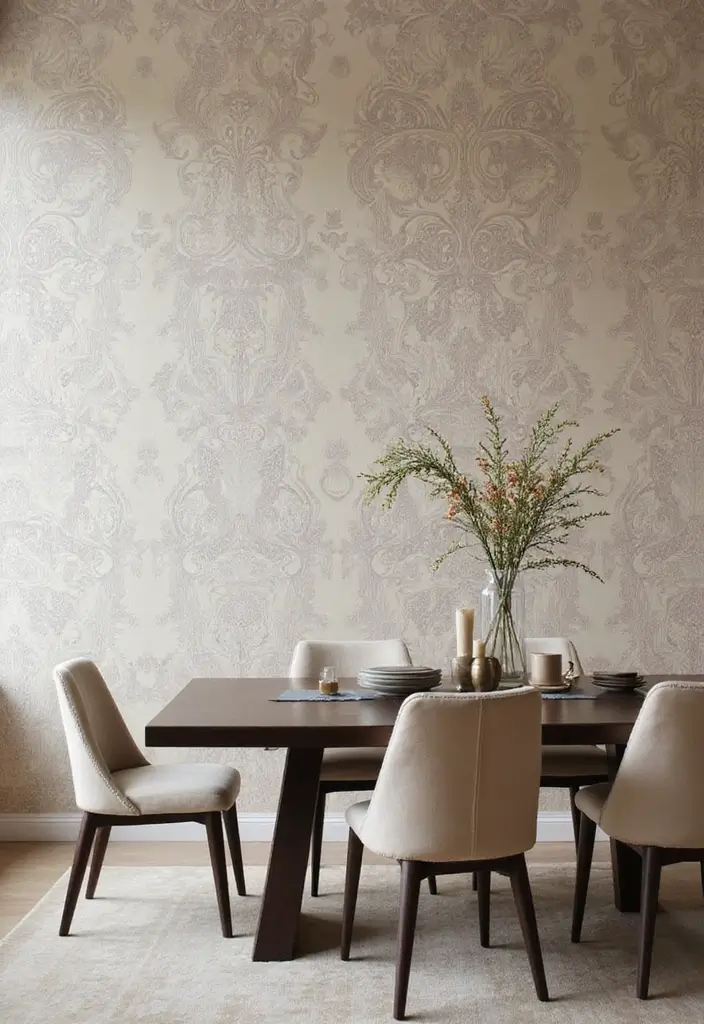 30 Dining Room Accent Wall Ideas That Steal the Show - 23. Elegant Fabric Wall Coverings