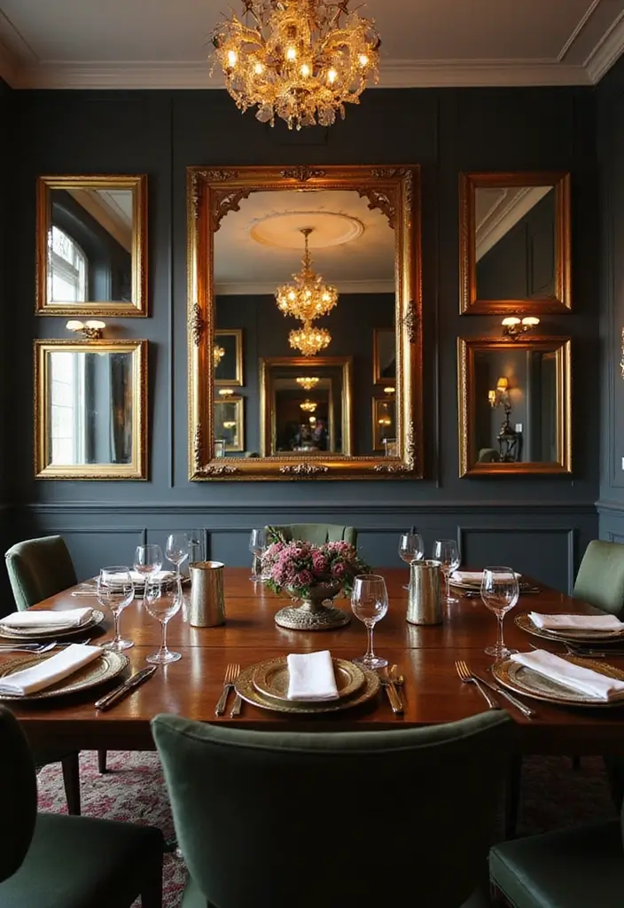 30 Dining Room Mirror Wall Ideas for a Luxe Look - 13. Mirrored Frame Artwork