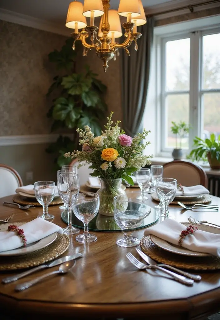 30 Dining Room Mirror Wall Ideas for a Luxe Look - 18. Mirrored Table Settings