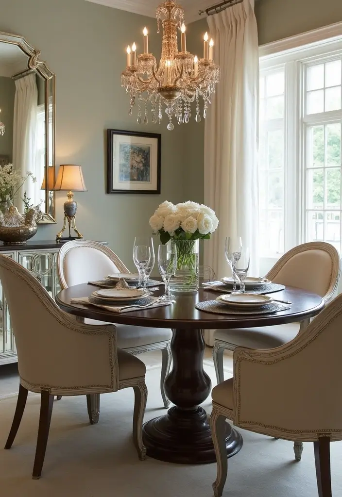 30 Dining Room Mirror Wall Ideas for a Luxe Look - 19. Mirrored Furniture Accents