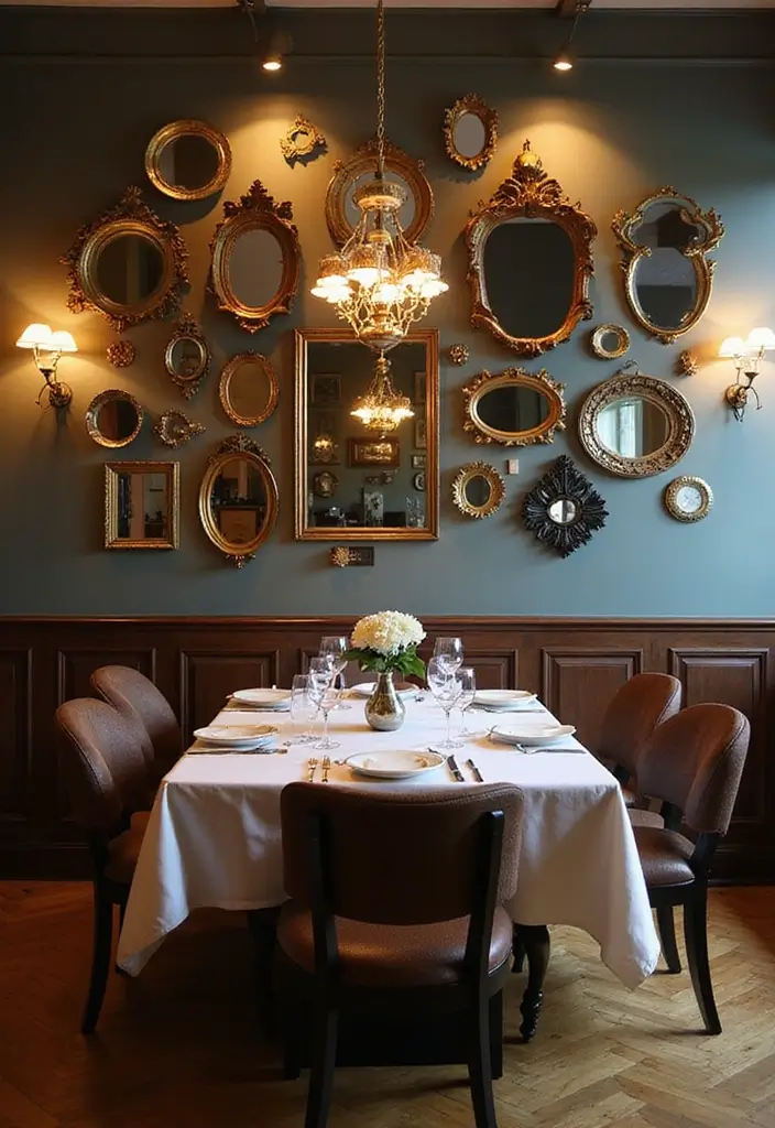 30 Dining Room Mirror Wall Ideas for a Luxe Look - 2. Gallery-Style Mirror Arrangement