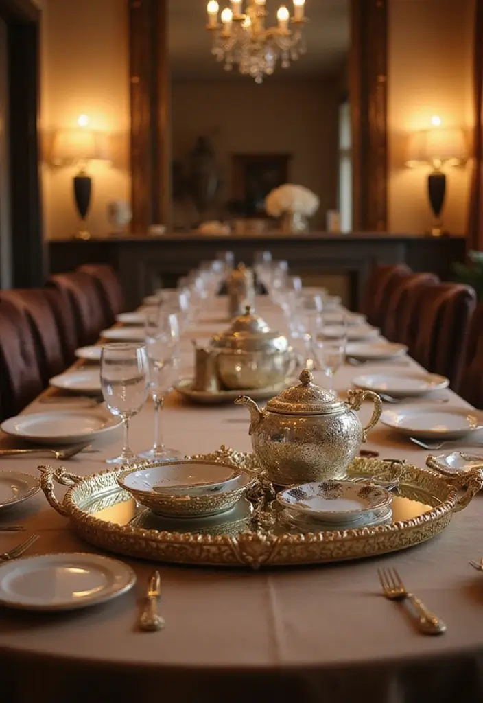 30 Dining Room Mirror Wall Ideas for a Luxe Look - 22. Mirrored Tray Decor