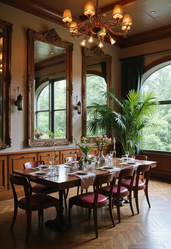 30 Dining Room Mirror Wall Ideas for a Luxe Look - 23. Layered Mirrors