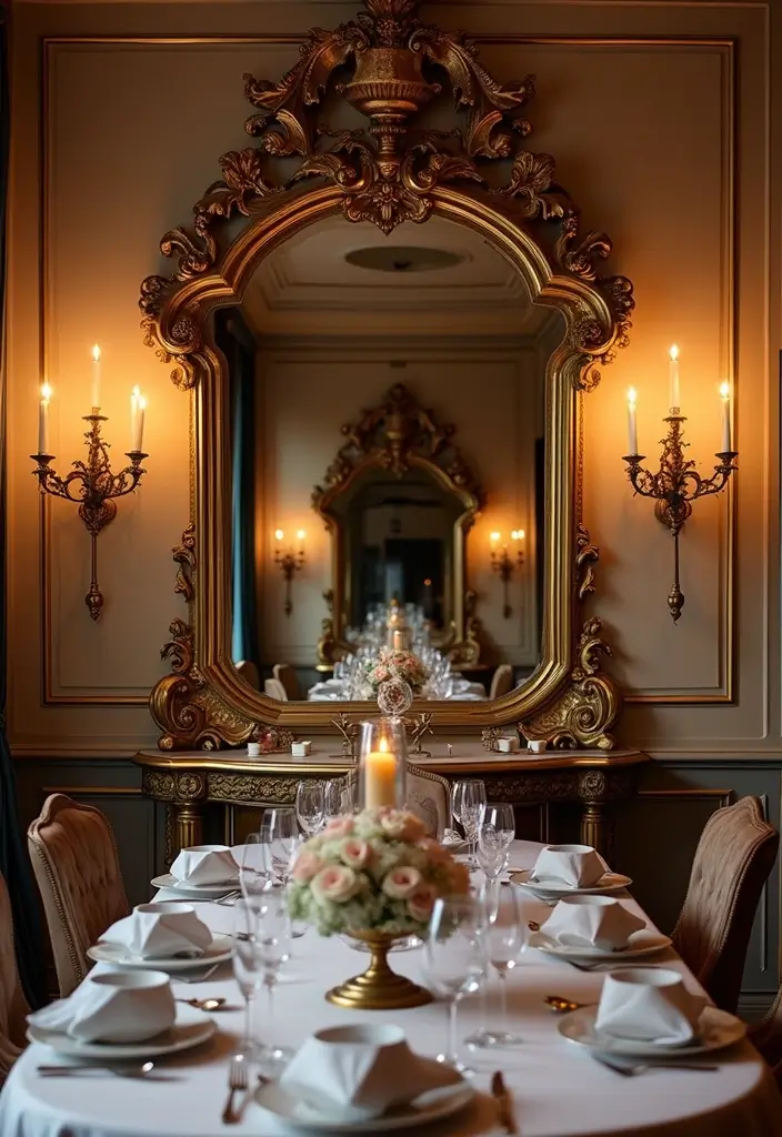 30 Dining Room Mirror Wall Ideas for a Luxe Look - 6. Venetian Mirrors for Vintage Glamour