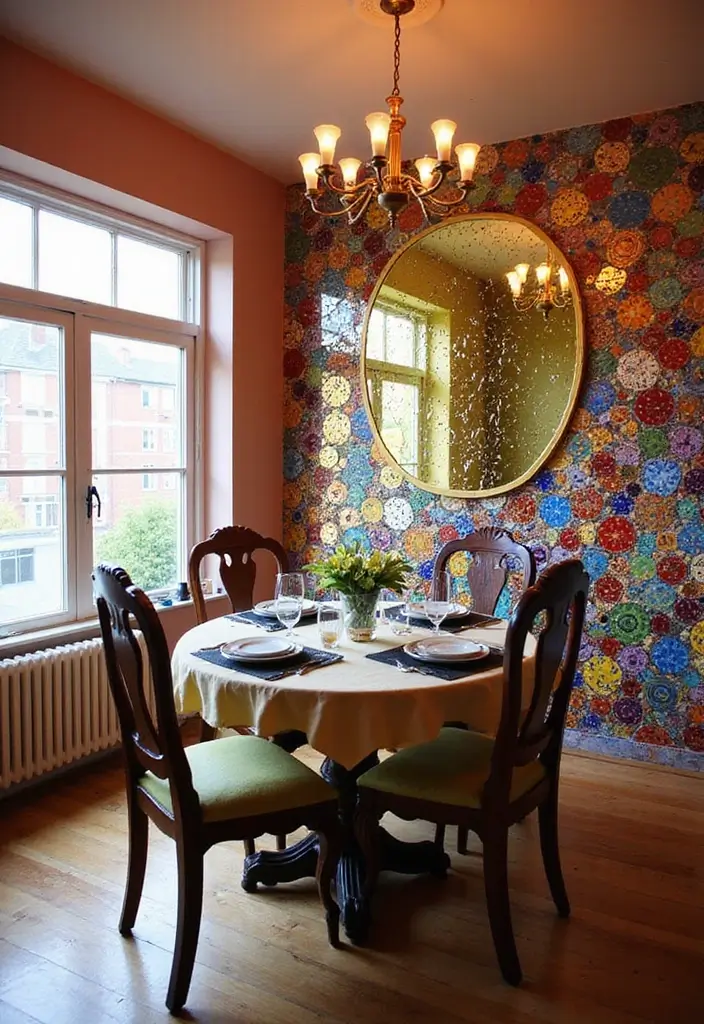 30 Dining Room Mirror Wall Ideas for a Luxe Look - 8. Mirrored Tile Accent Wall