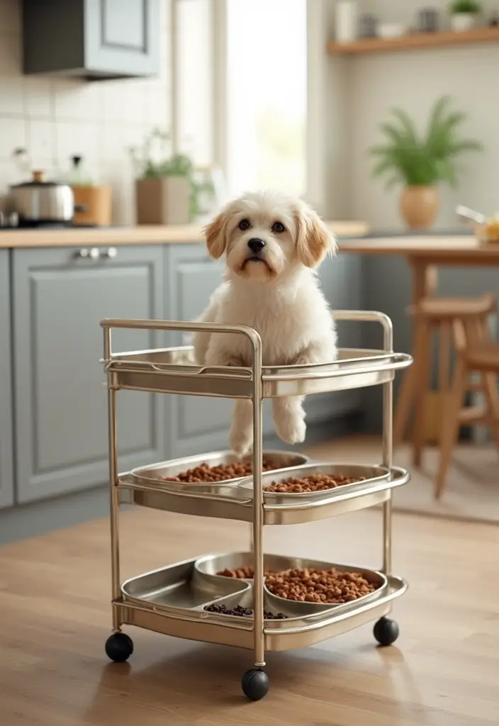 30 Dog Food Storage Ideas That Keep Kibble Fresh and Cute 97 30 Dog Food Storage Ideas That Keep Kibble Fresh and Cute - 17. Sleek Pet Food Trolley
