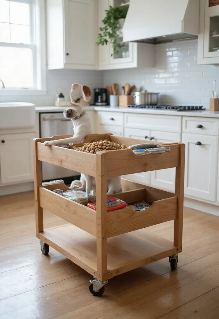30 Dog Food Storage Ideas That Keep Kibble Fresh and Cute 125 30 Dog Food Storage Ideas That Keep Kibble Fresh and Cute - 21. Space Efficient Rolling Carts