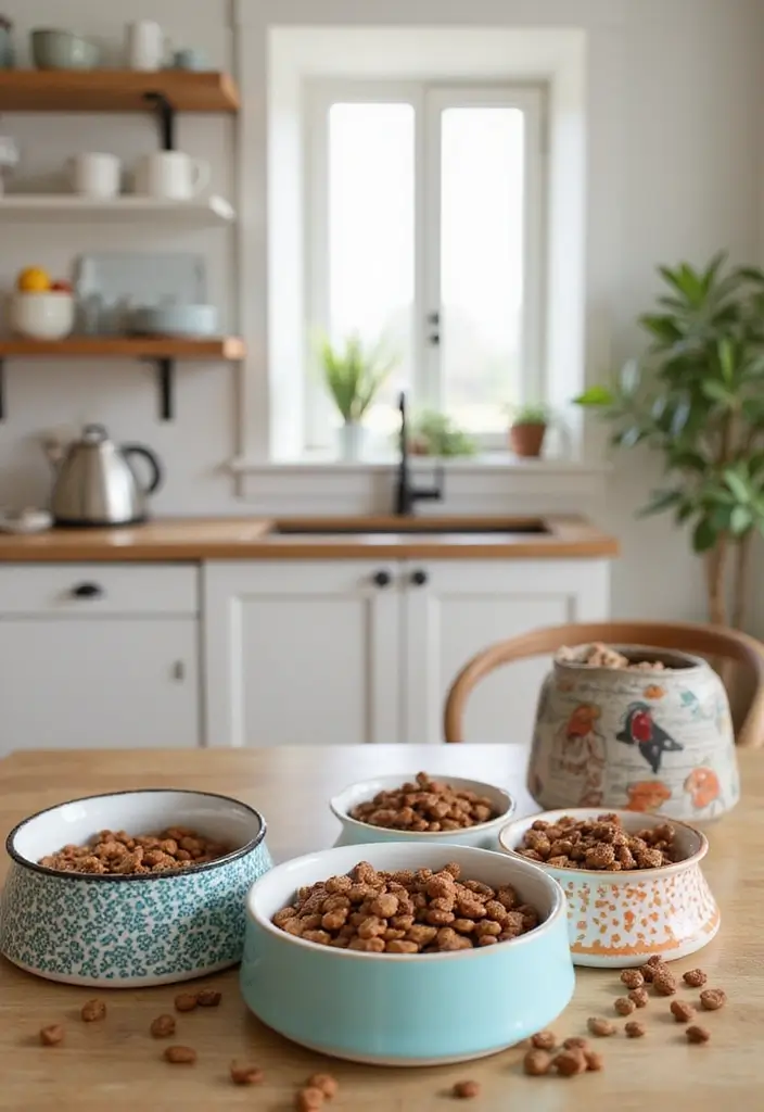 30 Dog Food Storage Ideas That Keep Kibble Fresh and Cute 151 30 Dog Food Storage Ideas That Keep Kibble Fresh and Cute - 25. Decorative Serving Bowls